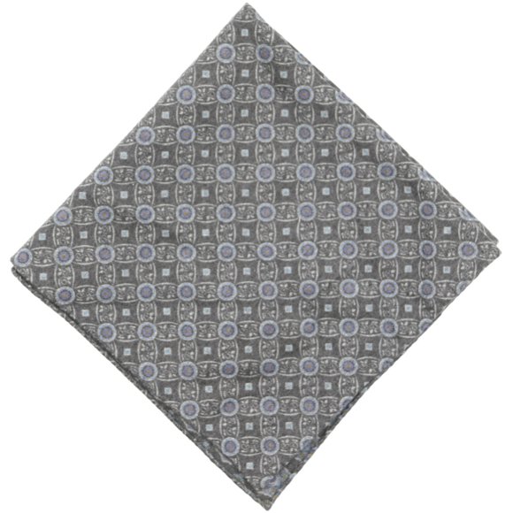 Eton Blue Medallion Design Wool Handkerchief - One Size
