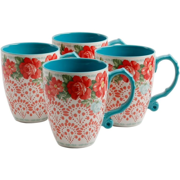 The Pioneer Woman Vintage Floral 4-Piece 26-Ounce Latte Mug Set -  Walmart.com