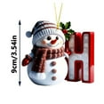 thumbnail image 2 of BingTong Personalized Snowman Ornament Personalized A-Z Letter Ornament Flat Inital Letter Snowman Christmas Ornament For Xmas Tree Decor Gifts For Family Kids Friends H Red, 2 of 6