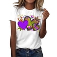 thumbnail image 1 of TSADFHJI Hauts de Noël pour Femmes Manches 3/4 T-Shirts Décontractés Imprimés Mardi Col Rond Manches Courtes Tunique Blouse TTG Blanc, 1 of 5