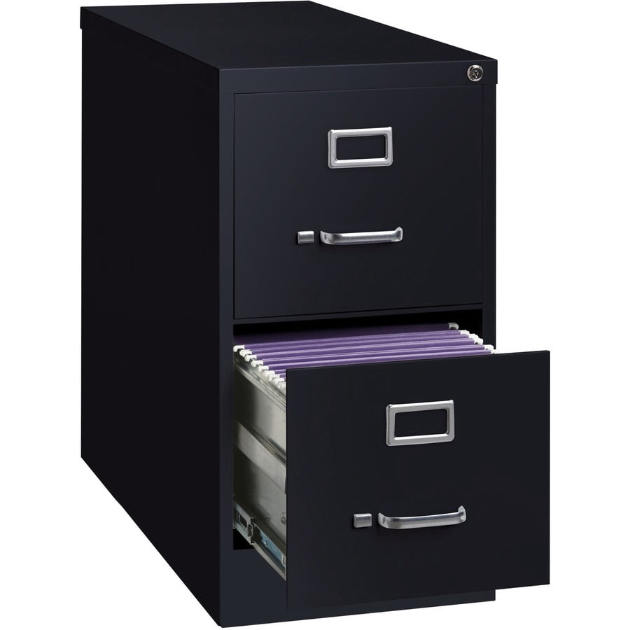 Lorell Vertical File - 2-drawer - 15" X 26.5" X 28.4" - 2 X Drawer(s) For File - Letter - Vertical - Security Lock, Ball-bearing Suspension, Heavy Duty - Black - Steel - Recycled