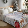 thumbnail image 3 of Merry Christmas Flannel Blanket for Bed,Travel and Camping, Xmas Tree Snowman Elk Winter Robin Bird Super Soft Cozy Blanket for All Seasons 50"x80", 3 of 9