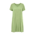 thumbnail image 7 of Ailaofu Summer Dresses for Women V Neck Short Sleeve Casual Loose T Shirt Sundress Beach Cover Ups with Pockets, 7 of 7