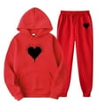 thumbnail image 4 of HOWPAY Sweatsuits Women 2 Piece Outfit Long Sleeve Heart Graphic Valentines Hooded Pullovers Tops and Jogger Sweatpants Sets Baggy Soft Comfy Lounge Sets Red S, 4 of 4