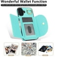 thumbnail image 7 of for iPhone 16 Wallet Case with Card Holder Women Men, Flip PU Leather Kickstand Shockproof Protective Phone Cover Magnetic Clasp 360 Rotation Ring Stand for iPhone 16, Green, 7 of 7