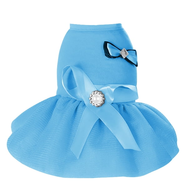 Methold Ropa para mascotas Chaleco con lazo de gasa Vestido Disfraz Regalo Ropa para mascotas Azul XS
