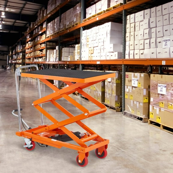 BENTISM Hydraulic Lift Table Cart 330 lbs Manual Double Scissor Lift Table 50"