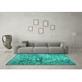 thumbnail image 3 of Ahgly Company Machine Washable Indoor Rectangle Abstract Turquoise Blue Contemporary Area Rugs, 2' x 5', 3 of 4