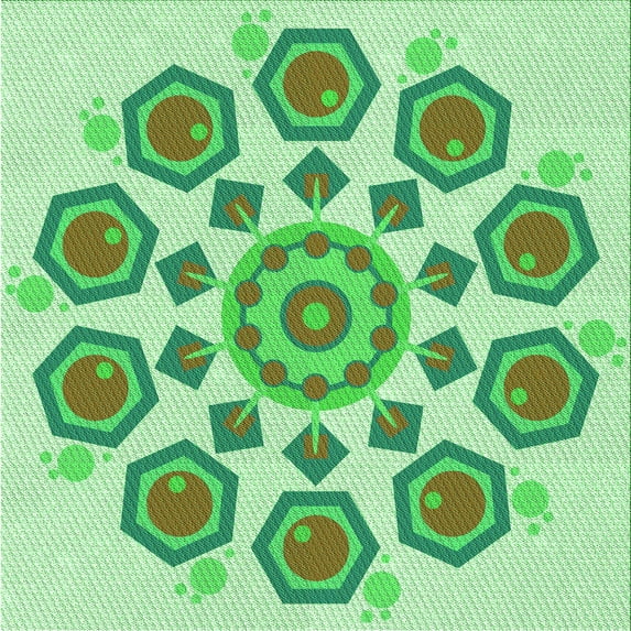 Ahgly Company Machine Washable Indoor Square Transitional Jade Green Area Rugs, 5' Square