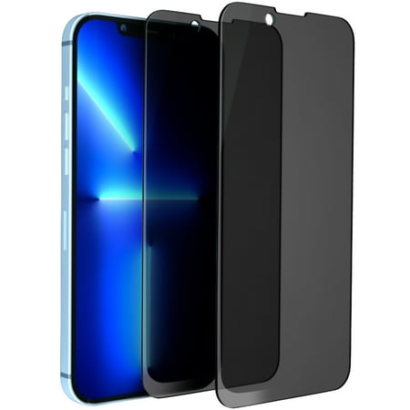 Hotpom Privacy Screen Protector for iPhone 13 - Anti-Spy, Easy Installation, Case-Friendly Tempered Glass, 2 Pack