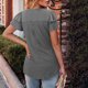 thumbnail image 5 of Camisetas Casuales de Manga Corta de las Mujeres con Cuello en V, Cuello Redondo, Color Sólido Blusa Ligera de Poliéster, 5 of 8