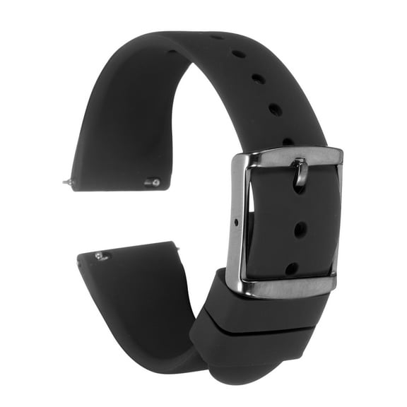 Uxcell Silicone Watch Band 20mm Quick Release Rubber Replacement Watch Strap with Stainless Steel Black Clasp, Black