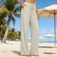 thumbnail image 2 of Pants for Women Cotton Linen Embroidered Wide Leg Pants Spring and Summer Loose High Waist Straight Casual Pants, 2 of 6