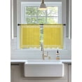 thumbnail image 3 of Yellow Abstract Art Sheer Curtains 45 Inch Long 2 Panels, Vintage Linen Greek Key Geometric Light Filtering Rod Pocket Semi Sheer Curtains, Sheer Voile Drapes for Living Room Bedroom, 52"x45", 3 of 5