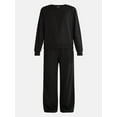 thumbnail image 4 of No Boundaries Sleepwear Long Sleeve Top and Pants Set, 2-Piece, Women’s, 4 of 4