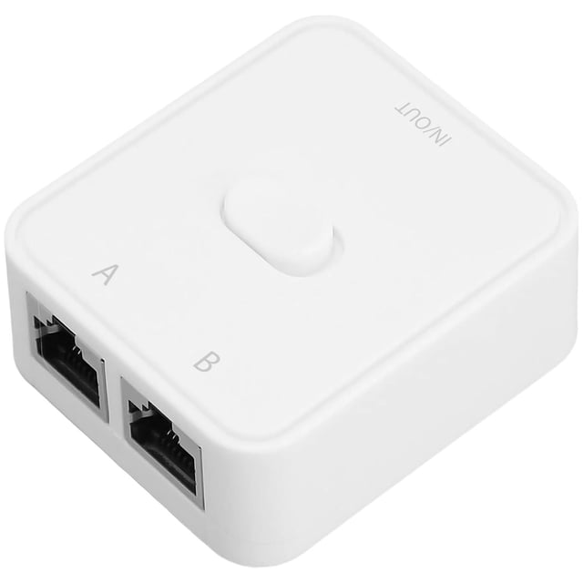 Adaptador Ethernet de Doble Faz VentDepot NetBridgeWhite 1Pza Selector RJ45 1-2 Hasta 1000Mbps CAT6 Blindado Blanco Plástico y Met