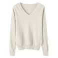 thumbnail image 4 of Hjtefg Girls Sweater – Cozy V-Neck Knit Pullover, Long Sleeve Winter Fall Top, Soft Stretchy Kids Sweater, Breathable Solid Color Sweater for Girls,Color: Beige Size: 14-15 Years, 4 of 6