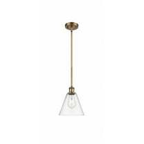 516-1S-WPC-GBC-84 Innovations Lighting Berkshire 1 Light 8" Mini Pendant Clear/Brushed Brass