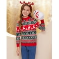 thumbnail image 6 of Fdqin Boys Christmas Sweaters Girls Unisex Reindeer Snowflakes Crewneck Sweatshirt Knit Fall Winter Ugly Christmas Pullover Red Green 9-10 Years, 6 of 8