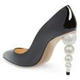 thumbnail image 4 of FSJ Women Slip On Pearl Beaded High Heel Slip On Pumps Pointed Toe Classic Party Club Shoes Size 9.5 Black, 4 of 4