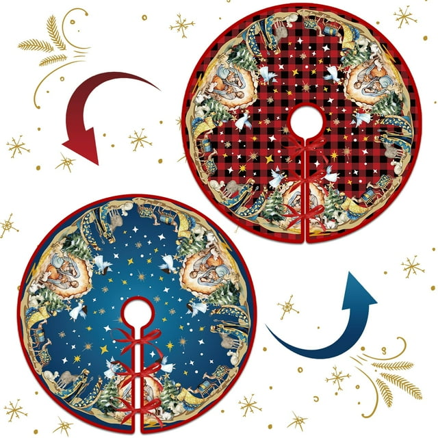 Escena de Navidad reversible con estampado de madera, 36 pulgadas, clothmile
