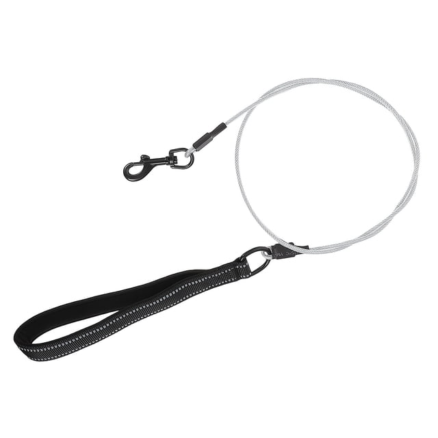 OULII 1 Pce Laisse pour Chien Noire avec Chaîne en Fil d'Acier et Nylon pour Marche et Randonnée