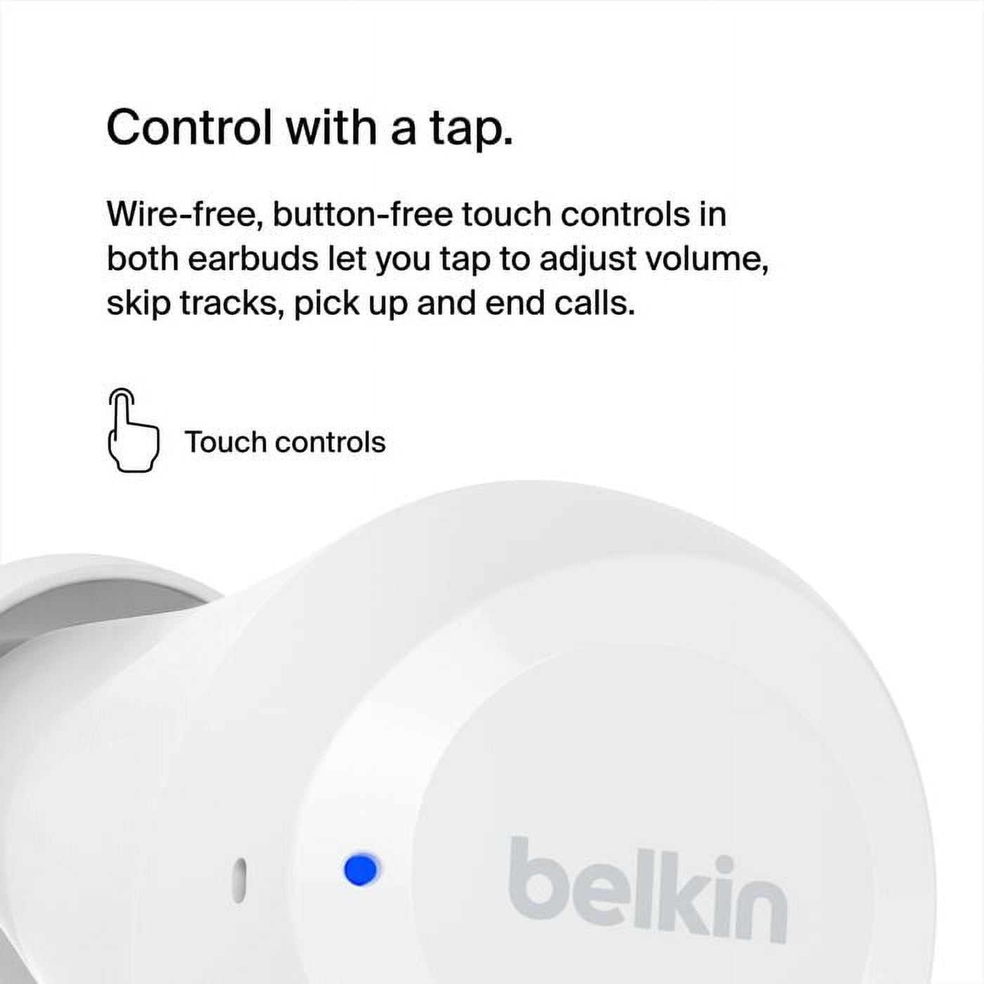 Belkin SoundForm Bolt True Wireless Earbuds, Wireless Charging, IPX4 Sweat and Water-Resistant, USB-C, Up to 28 Hours of Battery Life for Apple iPhone, Samsung Galaxy, Google Pixel, and More - White