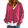 thumbnail image 1 of Womens Sweater Knitted Casual V-neck Solid Color Cardigan Sweater, 1 of 4