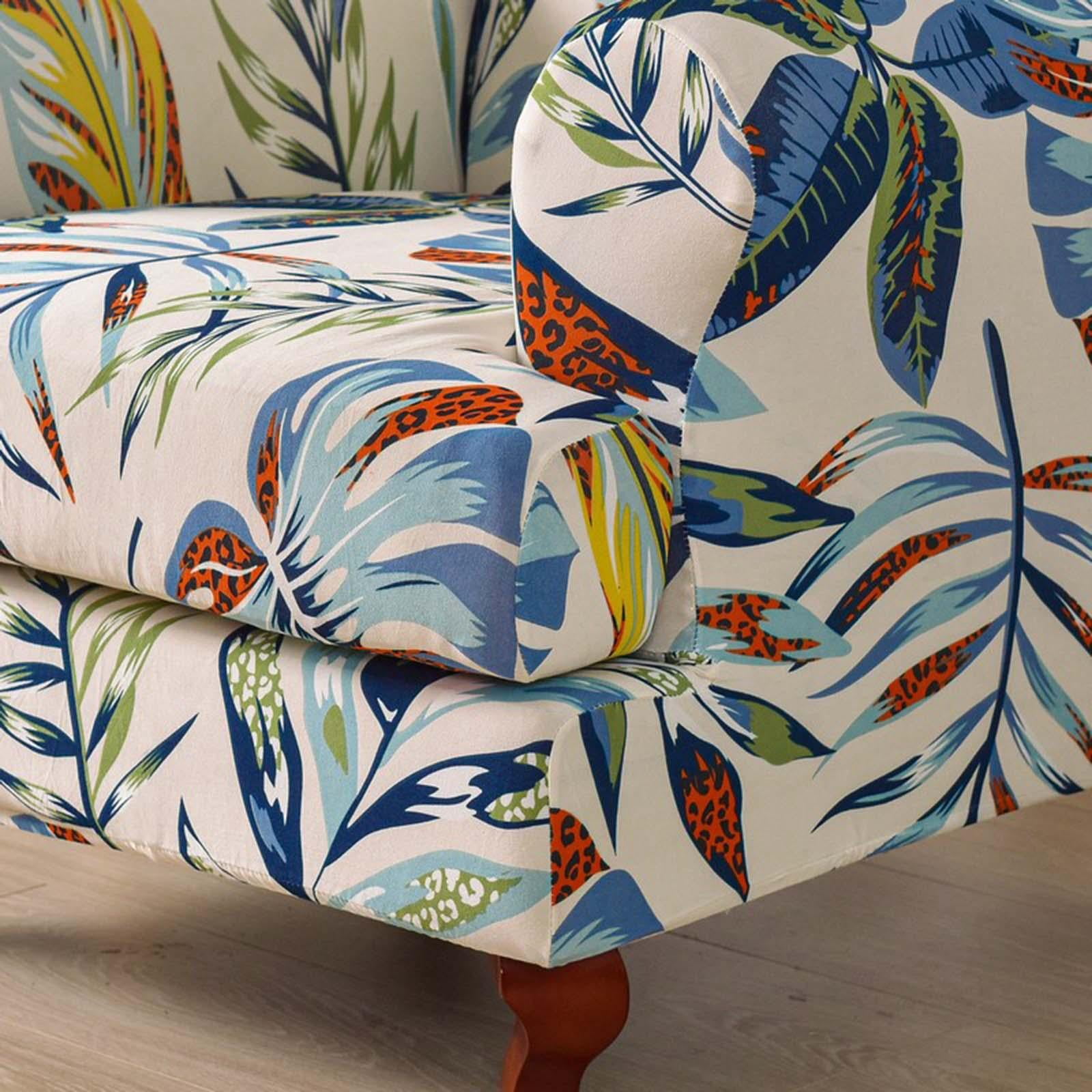 Stretch Wingback Chair Cover Sofa Cover Washable Chair Protector Armchair Cover Single Sofa Seat Cover for Wedding Home Dark Blue