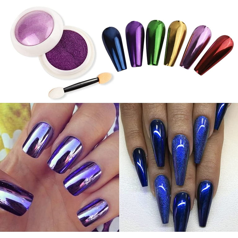 purple chrome nails design