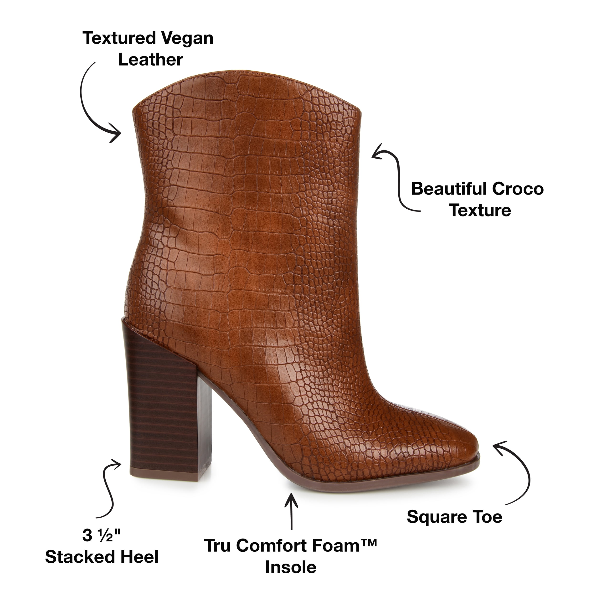 Journee Womens Brekinn Pull On Stacked Heel Booties