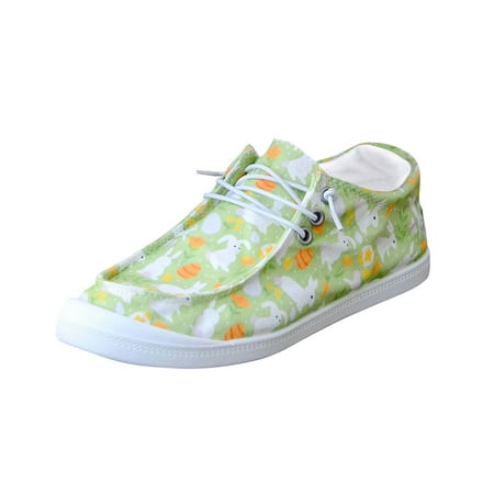 

ZXHACSJ Floral Print Women s Sports Shoes Flat Breathable Shoes Women s Shoes Green 38