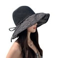 thumbnail image 2 of Women's Sun Hat - Lace Breathable Wide Brim Sunscreen Lady Beach Summer Hat with Bow-knot & Strap, 2 of 5