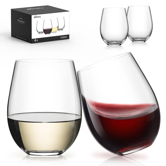 Juego de 4 copas de vino LUNA & MANTHA Stemless, 530 ml, cristal