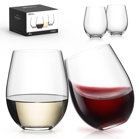 Juego de 4 copas de vino LUNA & MANTHA Stemless, 530 ml, cristal
