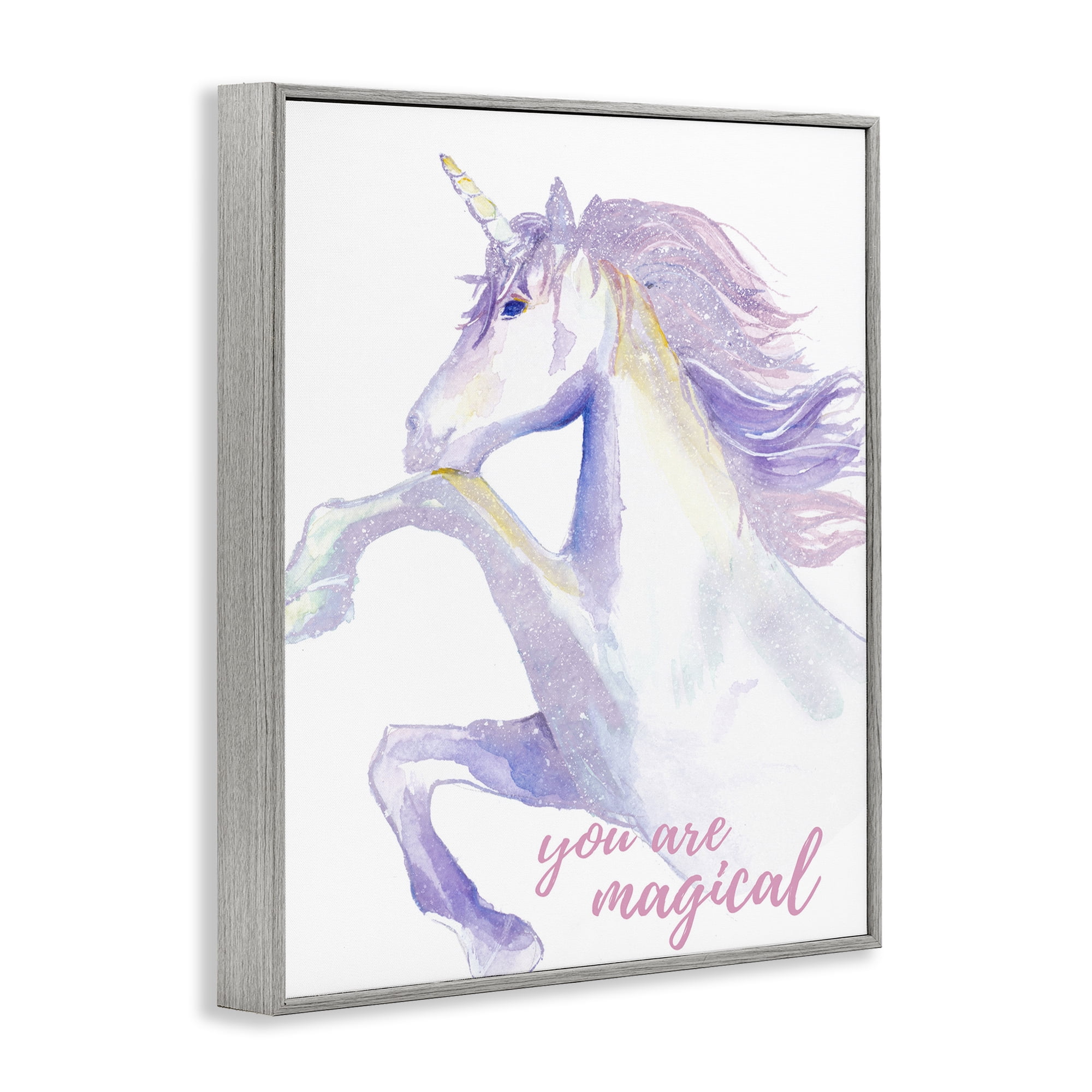 Stupell Industries You Are Magical Unicorn Fairy Tales & Fantasy Painting Gray Framed Art Print Wall Art, 16 x 20