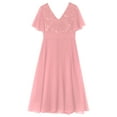 thumbnail image 5 of TiaoBug Kids Girls Sequins V Neck Bridesmaid Dress A-Line Pleated Chiffon Dresses, 5 of 5