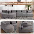 thumbnail image 4 of Tabaray Modular Sofa, Convertible Sectional Sofa with Curved Chaise, Minimalist Sponge Cloud Floor Couch,  Boucle Upholstered Combination Sleeper Sofa Bed for Living Room, Apartment (Light Gray), 4 of 11