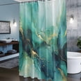 thumbnail image 6 of Teal Green Marble Shower Curtain, Abstracts Glod Ombre Stone Crack Texture Waterproof Shower Curtain Set with 12 Hooks Lightweight Bath Curtains Fabric Bathroom Decor 72x72 Inches, 6 of 9