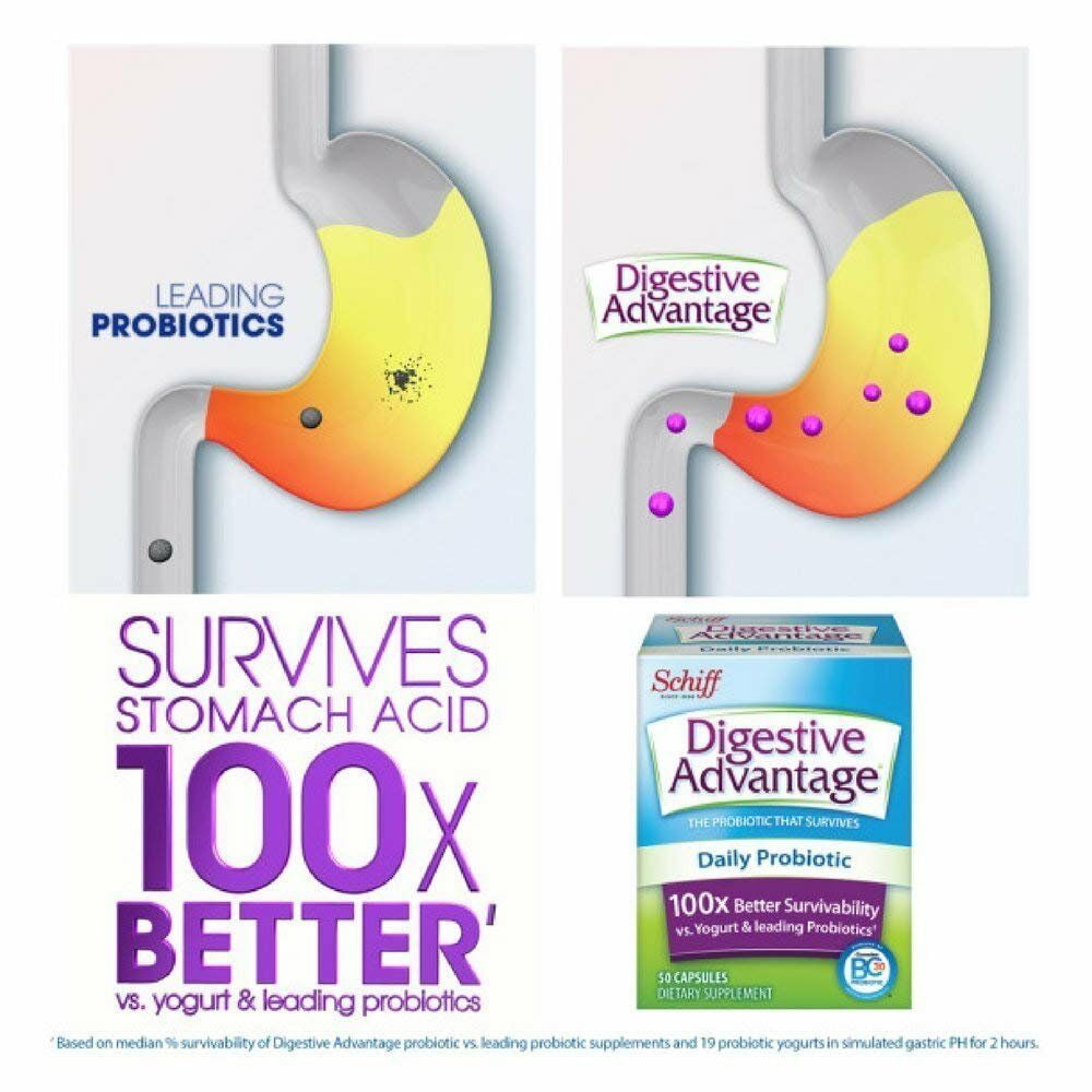 4 Pack Schiff Digestive Advantage, Daily Probiotic, Capsules 30 Each