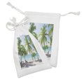 thumbnail image 2 of Beach Fabric Pouch Set of 2, Palm Leaves in Catalina Island Dominic Seashore Coastal Panoramic Picture, Small Drawstring Bag for Toiletries Masks and Favors, 9" x 6", Green Aqua Coconut, by Ambesonne, 2 of 2