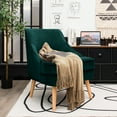 thumbnail image 4 of Costway Accent Chair Velvet Upholstered Single Sofa with Rubber Wood Legs Green, 4 of 12