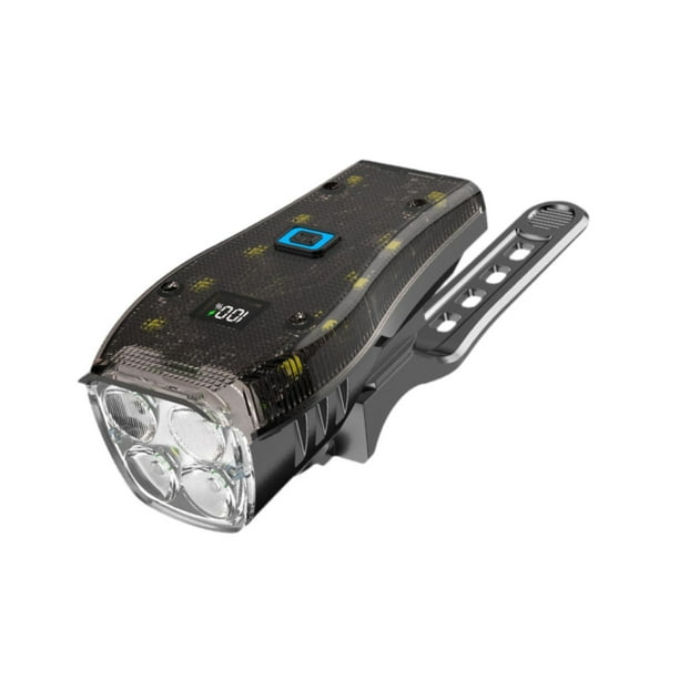 Luz delantera para bicicleta, faro para bicicleta, para exteriores, ciclismo de montaña, impermeable, base giratoria, conducción nocturna con lámpara Negro