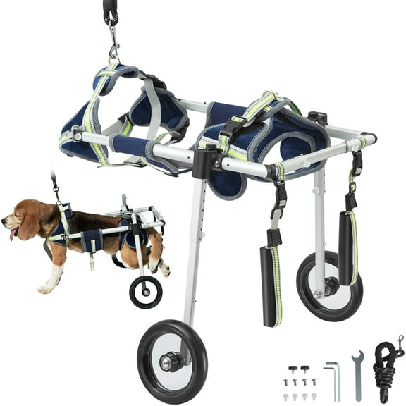 VEVOR 2 Wheels Dog Wheelchair for Back Legs, Pet Wheelchair Lightweight & Adjustable Assisting in Healing, Dog Cart/Wheelchair for Injured, Disabled, Paralysis, Hind Limb Weak Pet(S)