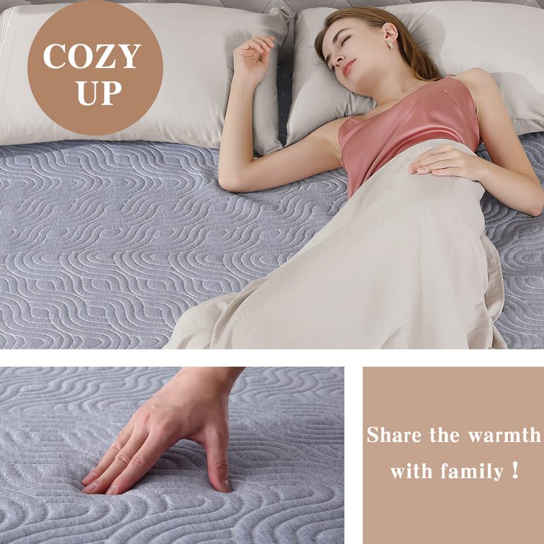 OYang Queen Size Heated Mattress Pad - Air Layer Electric Mattress Pad  Cover Twin Size with 5 Heat Settings u0026 10 hr Timer Auto Off, Deep Pocket Bed  Warmer Washable ,Gray - Walmart.com