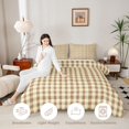 thumbnail image 3 of Manfei Modern Checkered Full Size Comforter Sets,Geometric Check Bedding Comforter Set,Brown Beige,Reversible,3 Pieces,1 Comforter and 2 Pillowcases,3 Pieces,1 Comforter and 2 Pillowcases, 3 of 7