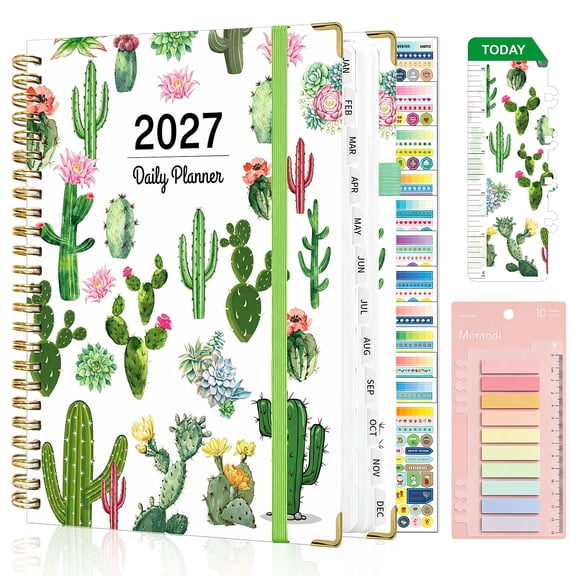 Amaopus 2027 Planner – Academic Weekly & Monthly Planner 2027, Jan. 2027 – Dec. 2027, 8.5" x 11" with Colorful Tabs, Hardcover, Thick Paper, Twin-Wire Binding, Back Pocket, To-Do & Notes