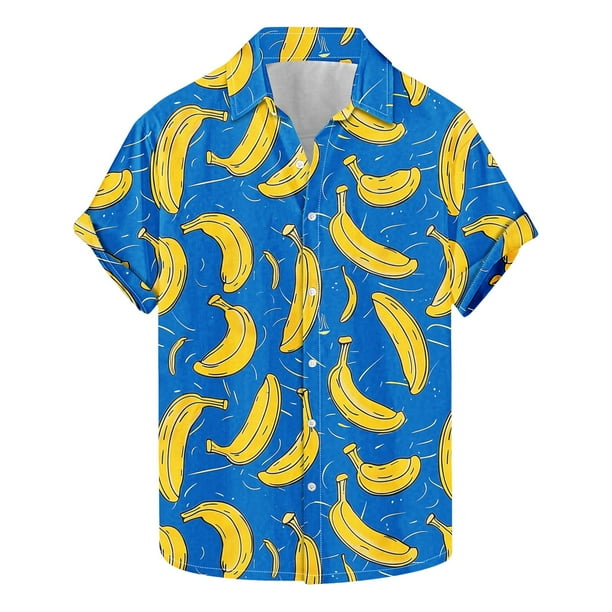 Camisas Hawaianas de Manga Corta Solapa Impresa Botón Arriba, Casual de Moda para el Ocio Al Aire Libre Y Vacaciones