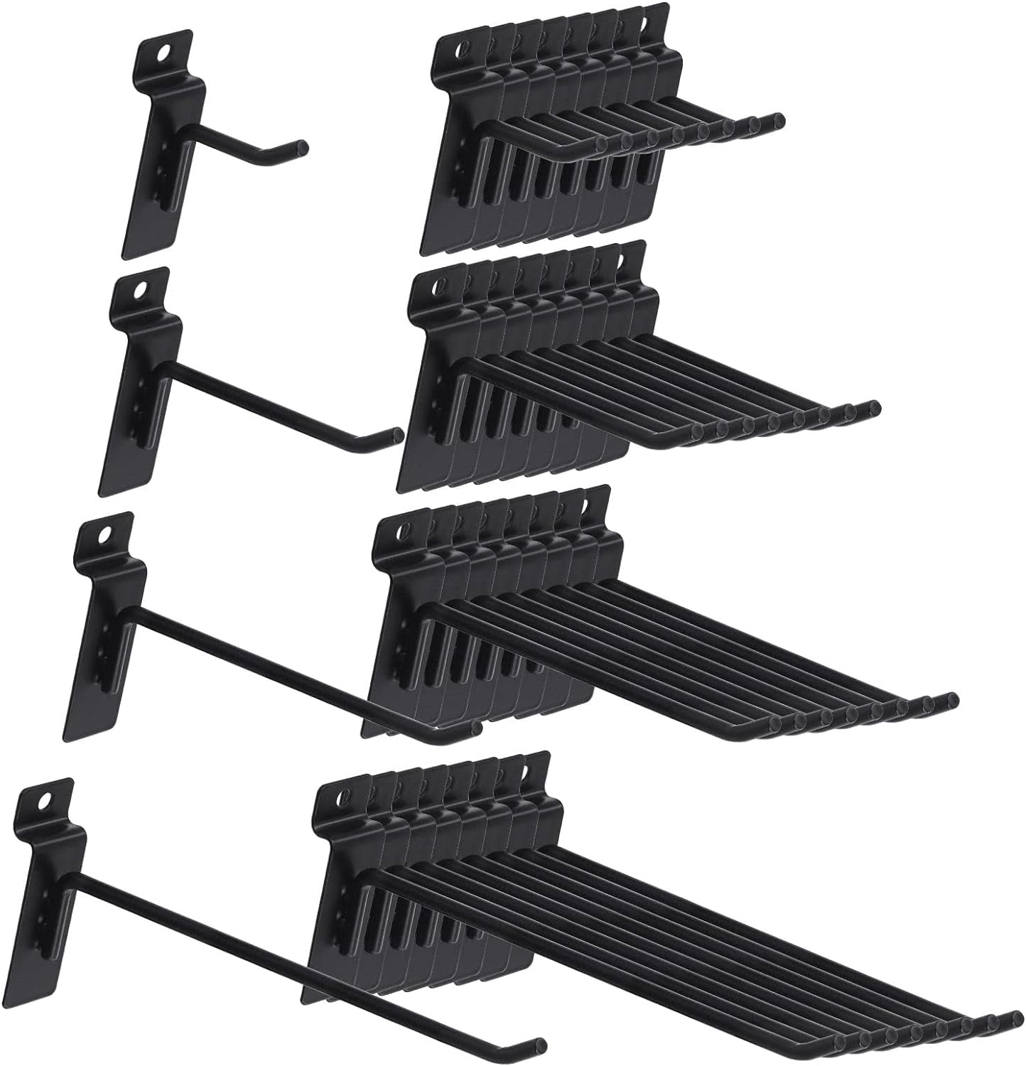 FEFEFW-32Pcs 4 Sizes 2" 4" 6" 8" Heavy Duty Slatwall Hooks Assortment Kit, Slatwall Accessories Slatwall Panel Hook Garage Organization Slat Wall Hooks Pegboard Gridwall Hook Display