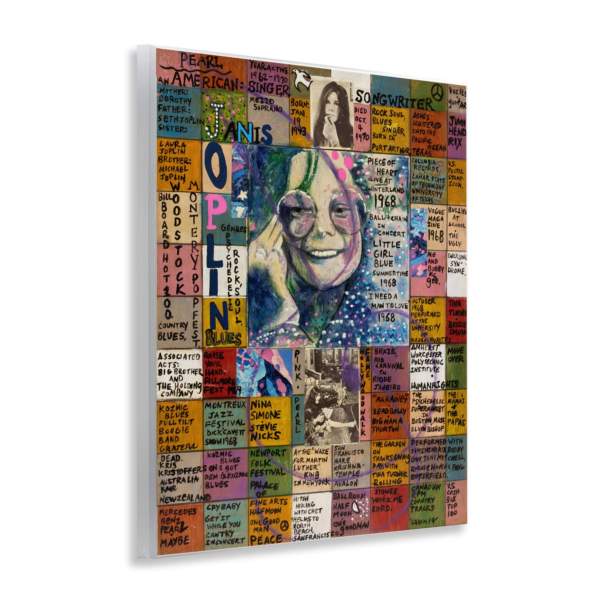 Stupell Industries Janis Joplin Collage People Drawing Unframed Art Print Wall Art, 11 x 14